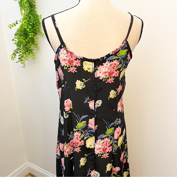 Vintage En Focus Floral Print Satin Midi Slip Dress - Picture 5 of 8